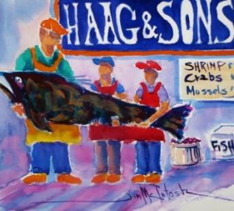 Painting of Haag and Sons Seafood | Better Beach Rentals
