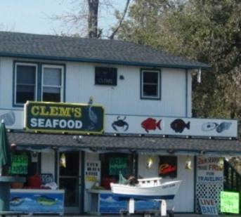 Clem's Seafood building with sign | Better Beach Rentals