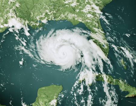 aerial of hurricane weather view of gulf of mexico