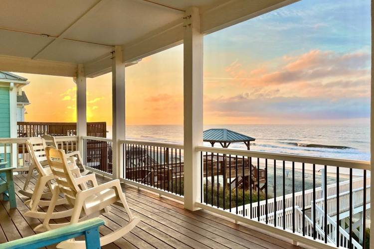 A view of the beach from a house on Oak Island