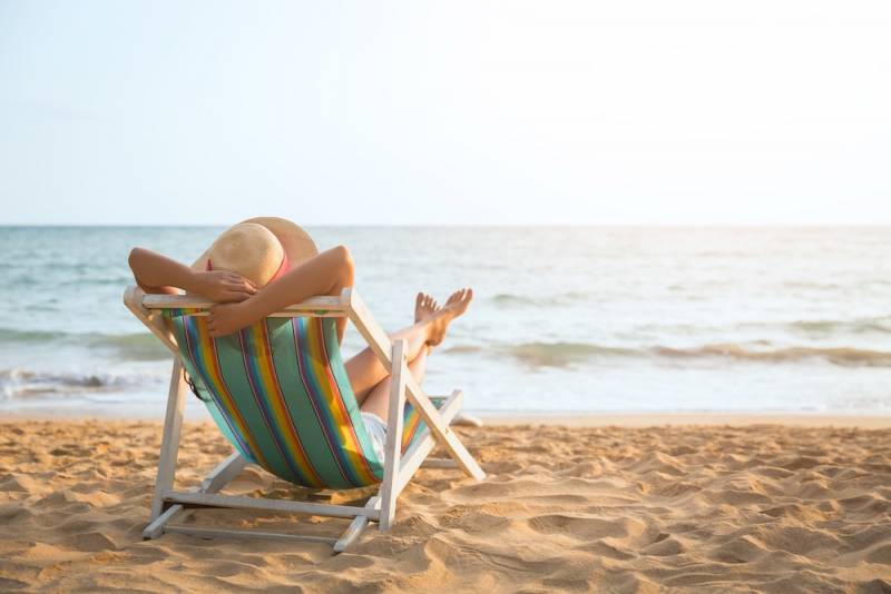 Woman on beach chair